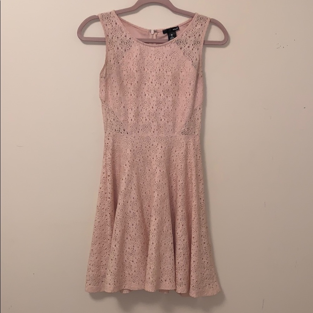 peachy pink lace dress